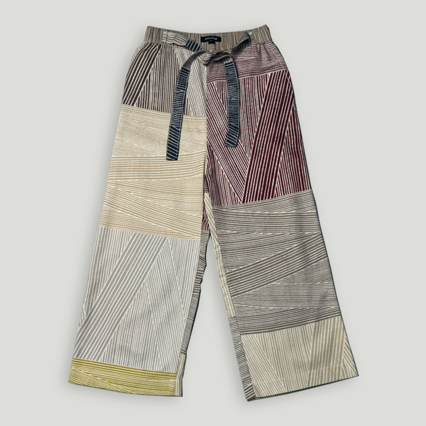 New Brown Stripes Printed Cotton Pajama Secondary image