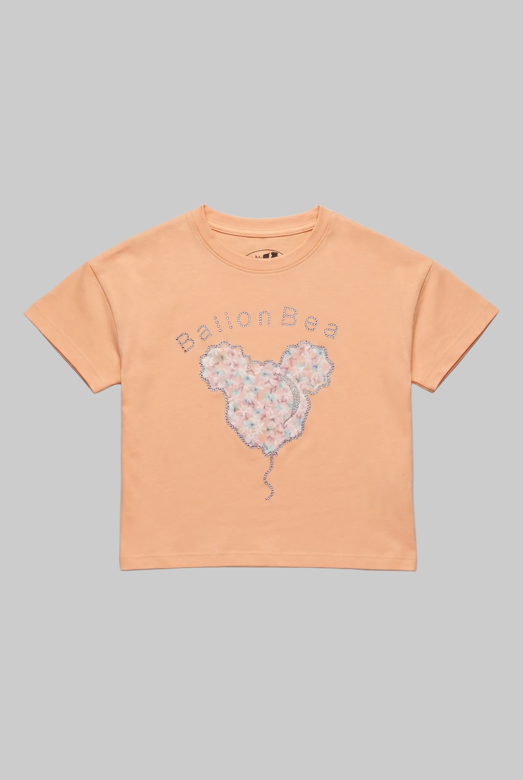 Peach Bear Face Print T-shirt Top For Girls Secondary image