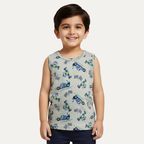 Grey Formula Car Print Sando For Summers