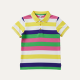 White With Purple Green Stripes Polo For Boys