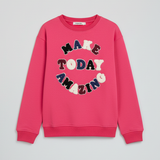 Blush Pink Make Today Fleece Fabric Sweatshirt