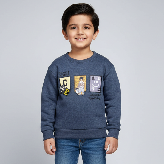 Blue Choose Fur & Fleece Fabric Sweatshirt