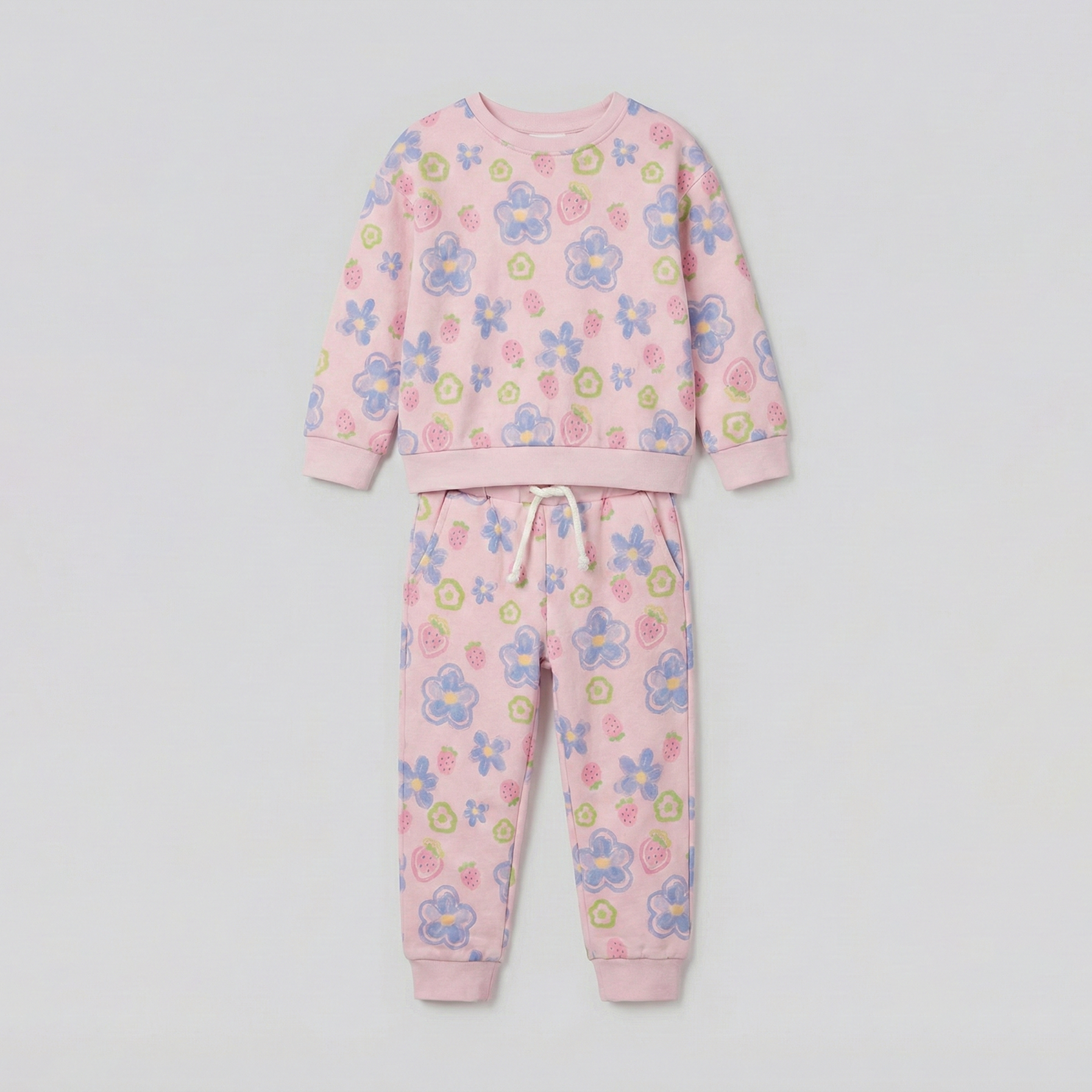 Pink Flowers Print Suit For Winters Secondary image