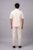 Cream Jersy Fabric Double Pocket Trouser & Shirt Suit For Men