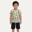 Cream Dino Print Cotton Jersy Suit For Boys