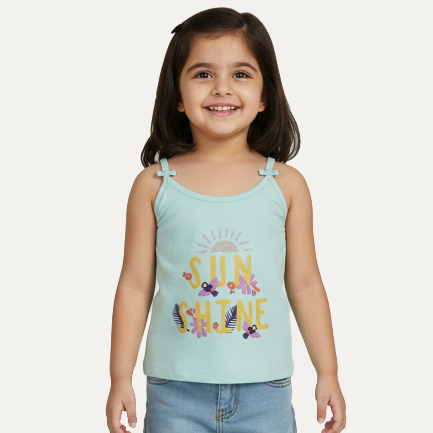 Blue Sunshine Print T-shirt Top For Girls Main image