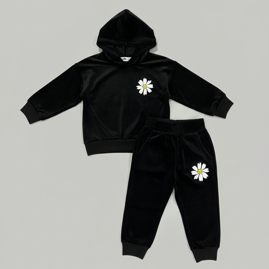 Black Flower Print Valour Fabric Suit For Winters Secondary image