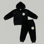 Black Flower Print Valour Fabric Suit For Winters