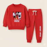 RED MICKEY MOUSE PRINT TERRY FABRIC WINTERS SUIT