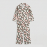 Pink Kitty Shirt With Trouser Suit For Girls