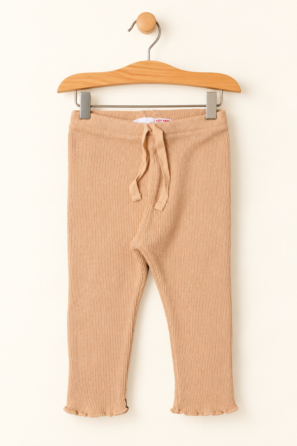 FAWN WITH KNOT BOTTOM FRIL THERMAL FABRIC PLAIN PAJAMA TROUSER