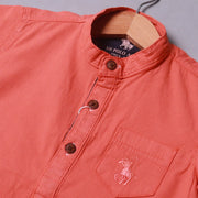ORANGE HALF SLEEVES SINGLE POCKET SHIRT