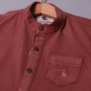 BROWN HALF SLEEVES SINGLE POCKET SHIRT