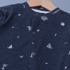 CHARCOAL GREY SUNSET & BOAT PRINT FULL BODY FULL SLEEVES ROMPERS