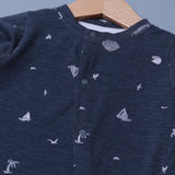 CHARCOAL GREY SUNSET & BOAT PRINT FULL BODY FULL SLEEVES ROMPERS