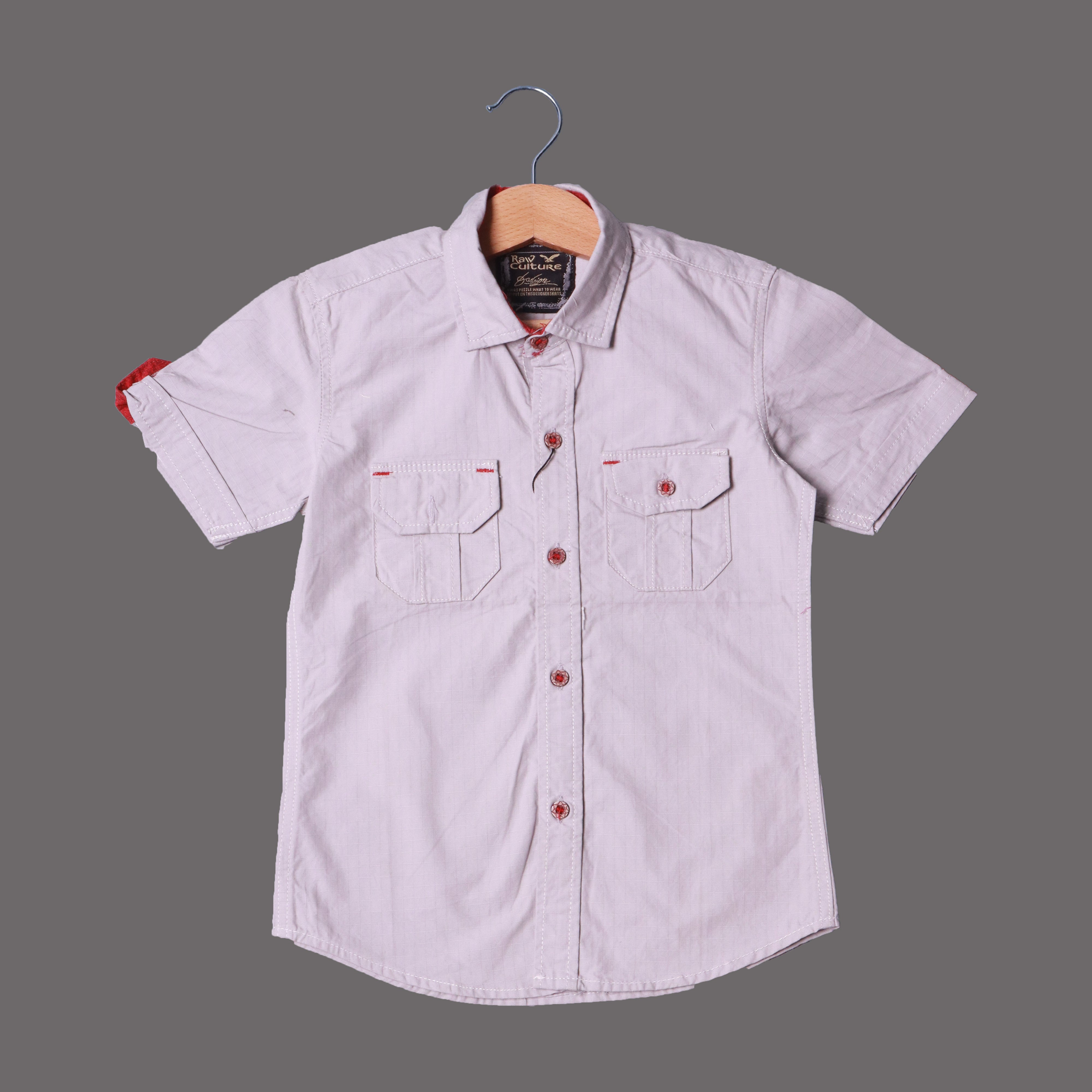 HAZEL GREY HALF SLEEVES DOUBLE POCKET SHIRT Main image