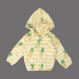 YELLOW HOODIE PINEAPPLE PRINTED TERRY FABRIC SUIT FOR WINTERS