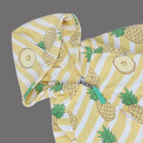 YELLOW HOODIE PINEAPPLE PRINTED TERRY FABRIC SUIT FOR WINTERS