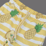 YELLOW HOODIE PINEAPPLE PRINTED TERRY FABRIC SUIT FOR WINTERS