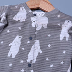 Load image into Gallery viewer, GREY BEAR &amp; STARS PRINT FULL BODY FULL SLEEVES ROMPERS
