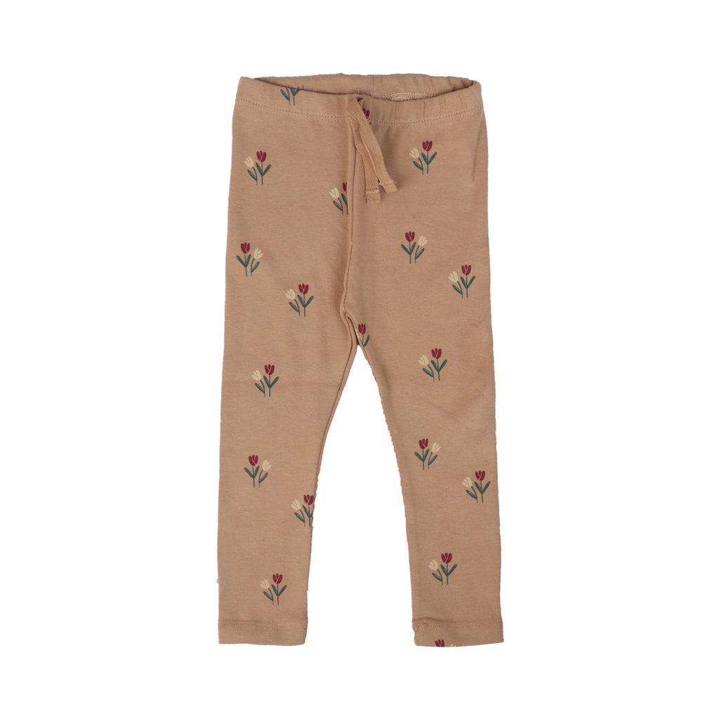 LIGHT BROWN FLOWERS PRINTED RIBBED FABRIC TROUSER PAJAMA