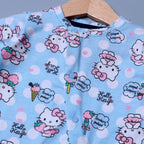 SKY BLUE HELLO KITTY PRINT FULL BODY FULL SLEEVES ROMPERS