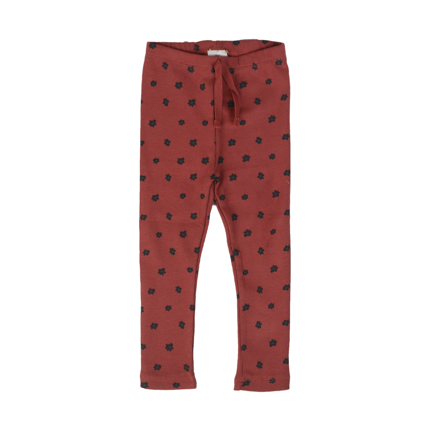 BROWN FLOWERS PRINTED RIBBED FABRIC TROUSER PAJAMA