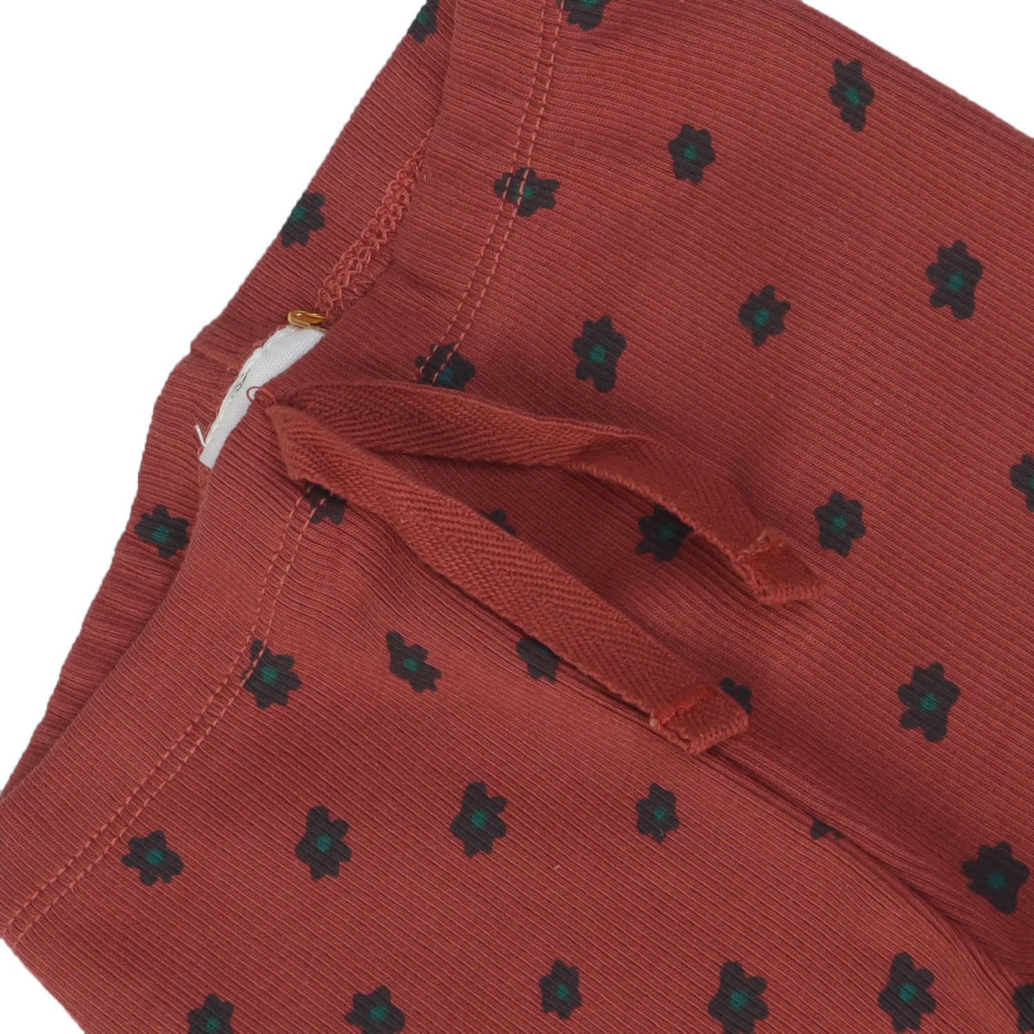 BROWN FLOWERS PRINTED RIBBED FABRIC TROUSER PAJAMA Secondary image