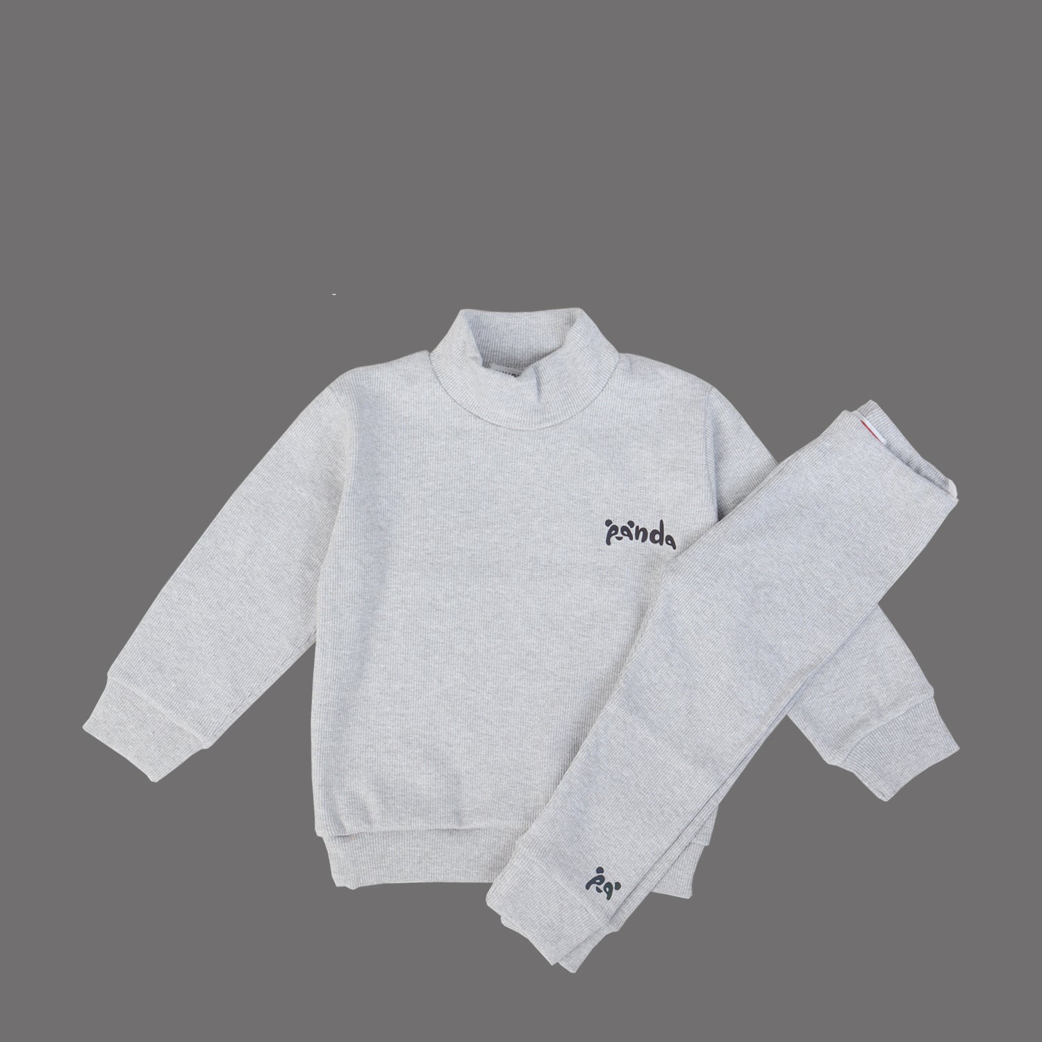 HAZEL GREY WITH TROUSER "PANDA" RIBBED FABRIC SUIT FOR WINTERS Secondary image