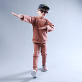 LIGHT BROWN PANDA PRINTED RIBBED FABRIC WINTERS SUIT