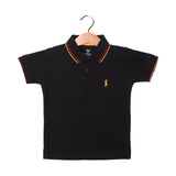 BLACK POLO "HORSE" PRINTED HALF SLEEVES T-SHIRT