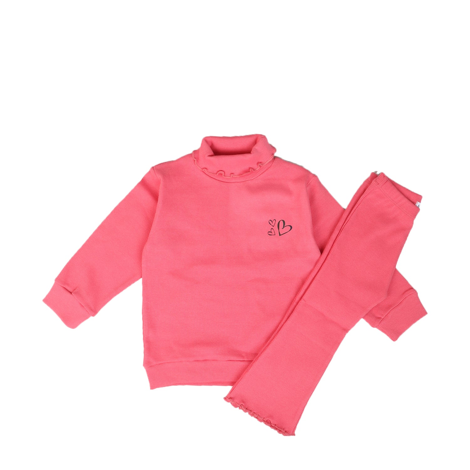 BLUSH PINK HINECK FRIL TROUSER RIBBED FABRIC SUIT FOR WINTERS Secondary image