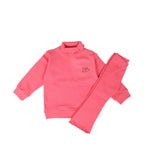 BLUSH PINK HINECK FRIL TROUSER RIBBED FABRIC SUIT FOR WINTERS