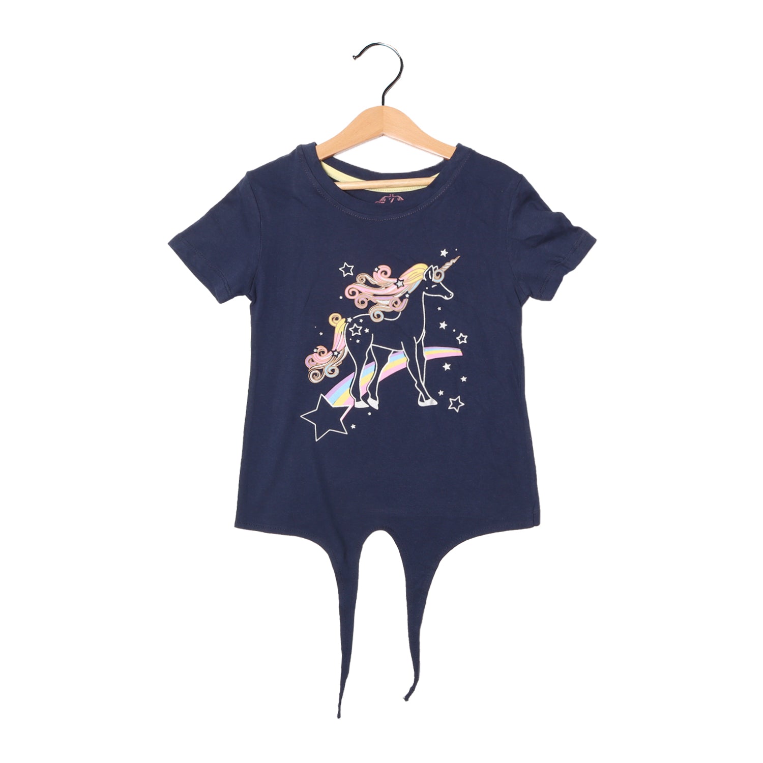 NAVY BLUE UNICORN STARS PRINTED T-SHIRT FOR GIRLS