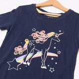 NAVY BLUE UNICORN STARS PRINTED T-SHIRT FOR GIRLS