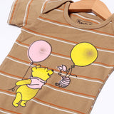 BROWN LINES BEAR & BALLOON PRINTED ROMPER