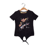 BLACK UNICORN STARS PRINTED T-SHIRT FOR GIRLS