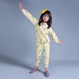 YELLOW HOODIE PINEAPPLE PRINTED TERRY FABRIC SUIT FOR WINTERS