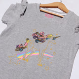 GREY UNICORN STARS PRINTED T-SHIRT FOR GIRLS