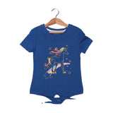 ROYAL BLUE UNICORN STARS PRINTED T-SHIRT FOR GIRLS