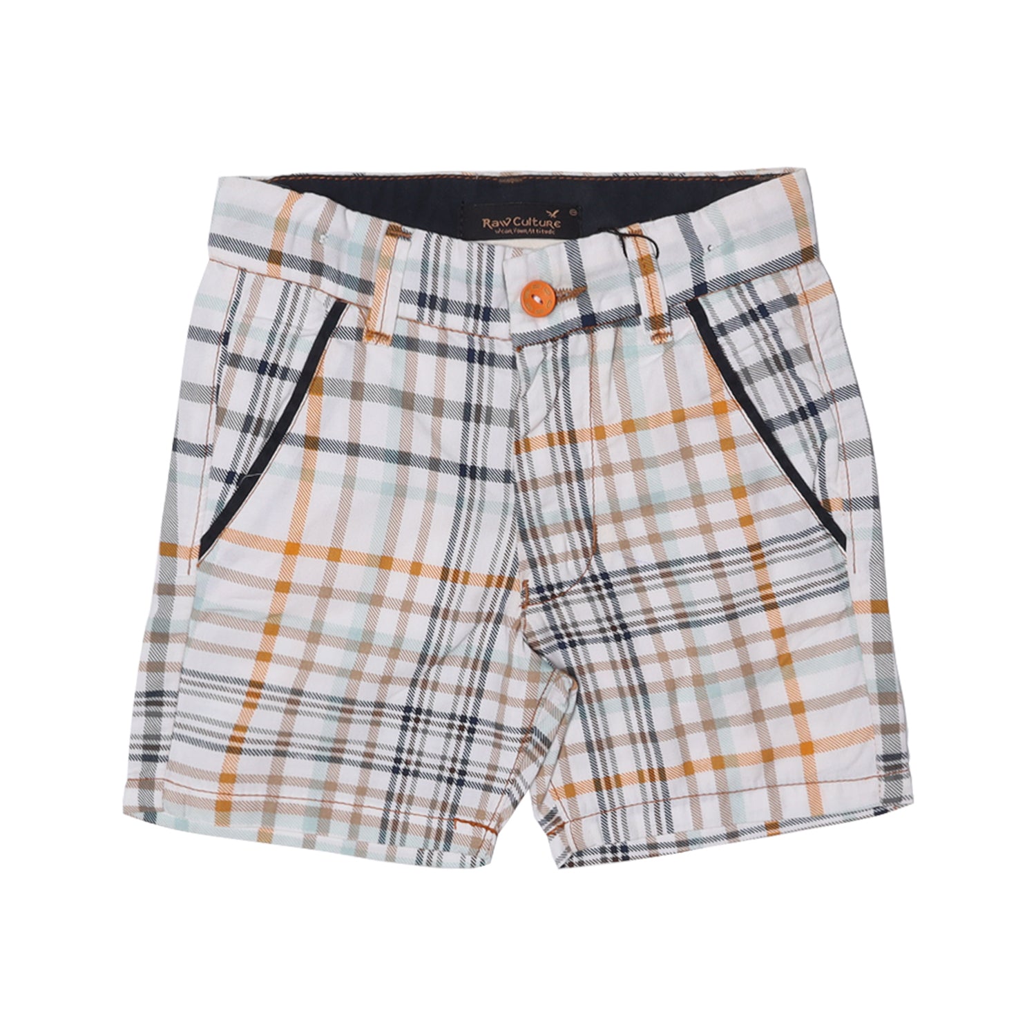 WHITE WITH YELLOW CHECK SHORT FOR BOYS Secondary image