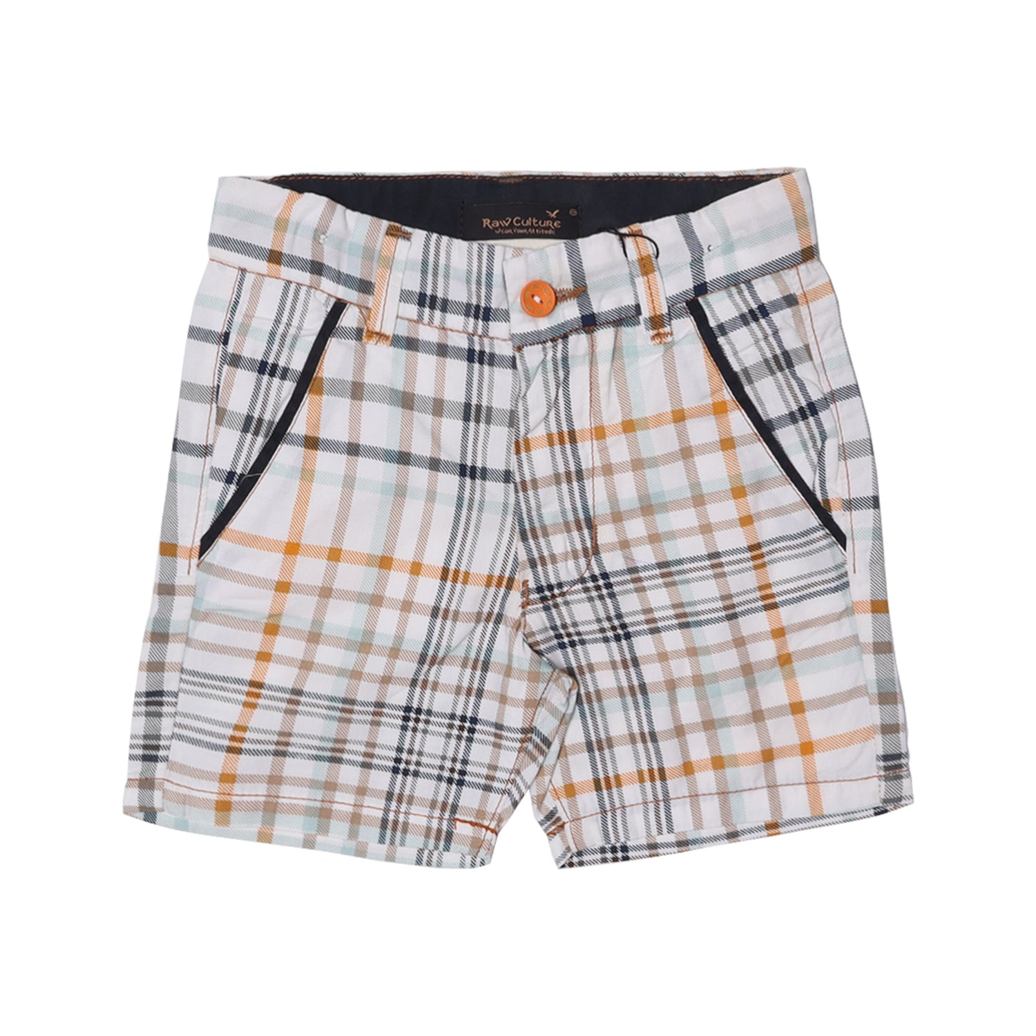 WHITE WITH YELLOW CHECK SHORT FOR BOYS