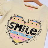 LIME HEART SMILE PRINTED T-SHIRT FOR GIRLS