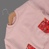 MINOR DEFECTION PINK WITH RED DOUBLE POCKET BAGGY STYLE TERRY FABRIC SWEATSHIRT