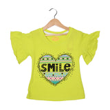 NEON HEART SMILE PRINTED T-SHIRT FOR GIRLS