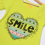 NEON HEART SMILE PRINTED T-SHIRT FOR GIRLS