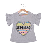 HAZEL GREY HEART SMILE PRINTED T-SHIRT FOR GIRLS