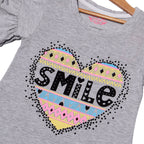 HAZEL GREY HEART SMILE PRINTED T-SHIRT FOR GIRLS