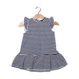 WHITE WITH BLUE STRIPES PRINTED FROCK FOR GIRLS