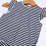 WHITE WITH BLUE STRIPES PRINTED FROCK FOR GIRLS
